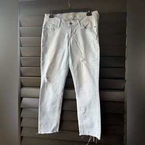 Old Navy Rock Star Jeans Size 10 Low Rise Distressed Light Blue Cropped
